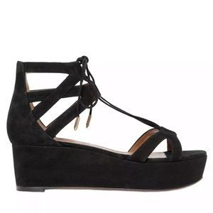 Aquazzura Womens Black Beverly Hills Platform Suede Sandals
